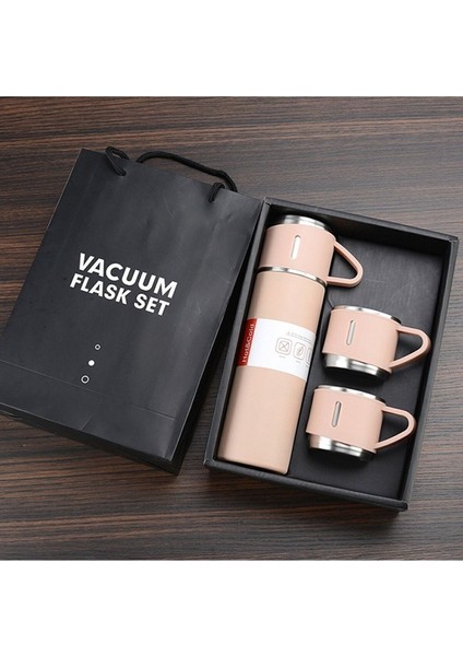 Kamp Termosu 500ML 3 Bardaklı Premium Paslanmaz Çelik Kahve Termosu Çay Termosu Çantalı