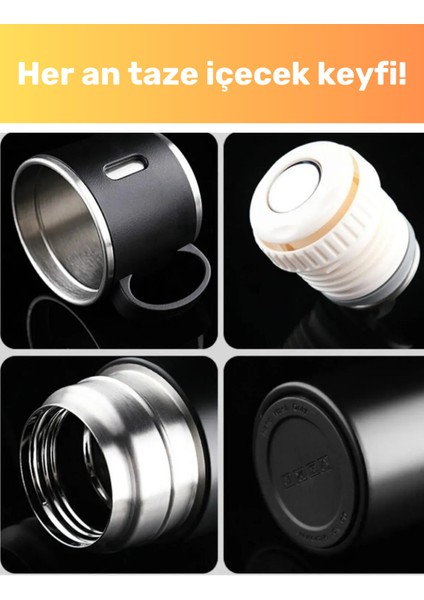 Çay Termosu 500ML 3 Bardaklı A+ Kalite Paslanmaz Çelik Kamp Termosu Çantalı Hediye fiyatları