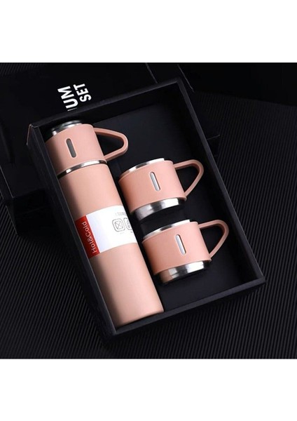 Çelik Termos Seti - 3 Bardaklı Vakumlu Termos Seti Içecek 500 ml Paslanmaz Çelik Mavi 12 Saat modelleri