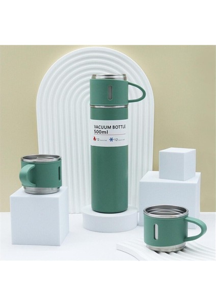 3 Bardaklı Termos 500ML Premium Kalite Paslanmaz Çelik Kahve Termosu Çay Termosu Hediye Çantalı