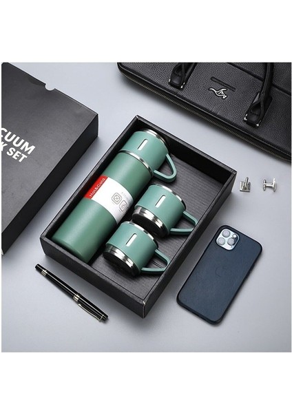 A+ Kalite Çelik Termos 500ML 3 Bardaklı Set Kahve Termosu Sıcak Tutan Termos Çantalı Hediye fiyatları
