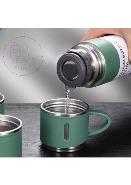 A+ Kalite Çelik Termos 500ML 3 Bardaklı Set Kahve Termosu Sıcak Tutan Termos Çantalı Hediye modelleri
