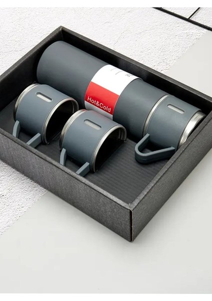 Çelik Termos 500ML 3 Bardaklı A+ Kalite Kahve Termosu Kamp Termosu Seti Çantalı Hediye fırsatları