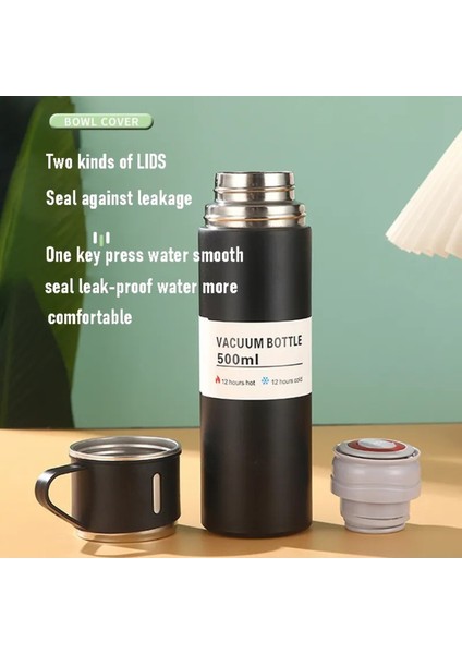 Çelik Termos 500ML 3 Bardaklı Sıcak Tutan Kahve Çay Termosu Premium A+ Kalite Çanta Hediye indirimleri