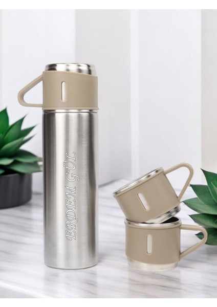 Bardaklı Termos 500ML 3'lü Set Paslanmaz Çelik Kahve Termosu A+ Kalite Hediye Çantalı modelleri