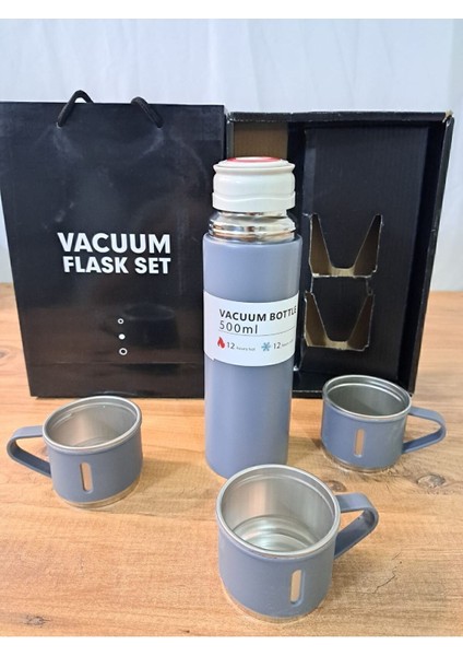 Özel Üretim Paslanmaz Çelik 3 Bardaklı Soğuk Sıcak Termos Vakumlu Termos Set Çanta Hediyeli 550 ml > fiyatları