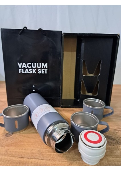 Özel Üretim Paslanmaz Çelik 3 Bardaklı Soğuk Sıcak Termos Vakumlu Termos Set Çanta Hediyeli 550 ml > modelleri