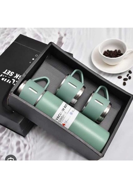 3 Bardaklı Termos Mug 450-550 ml Içecek Paslanmaz Çelik Gümüş 12 Saat fiyatları