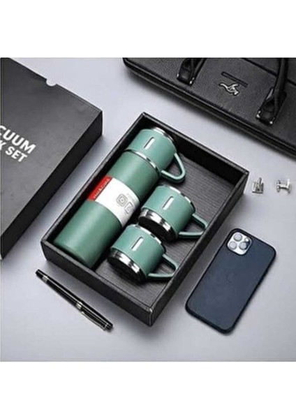 3 Bardaklı Termos Mug 450-550 ml Içecek Paslanmaz Çelik Gümüş 12 Saat fırsatları