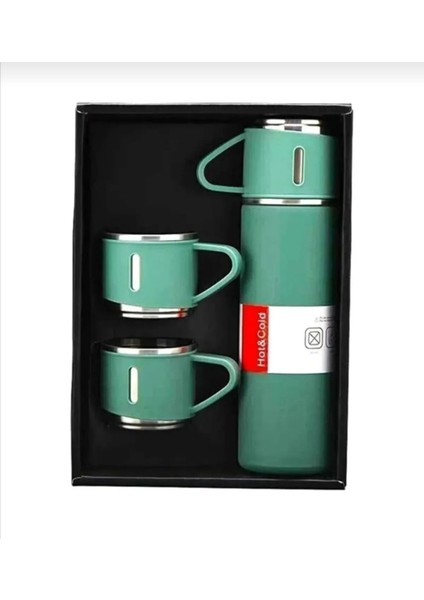 Paslanmaz Çelik Termos 2 Renk Seçeneği 3 Bardaklı 550 ml Termos Seti Vakumlu Termos Set >550 ml Pasl fiyatları