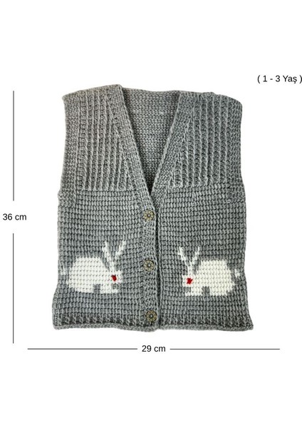 2153 El Örgüsü Tavşan Desenli Örgü Yelek - 1 - 3 Yaş fiyatları
