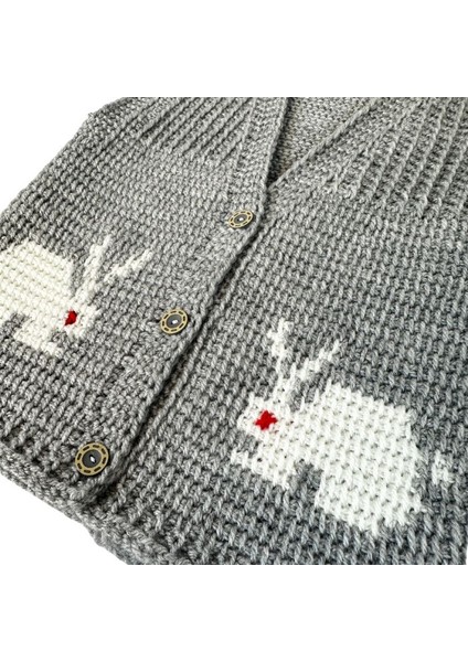 2153 El Örgüsü Tavşan Desenli Örgü Yelek - 1 - 3 Yaş modelleri