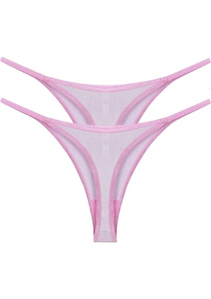 Kadın Pembe Transparan 2'li Tanga Slip