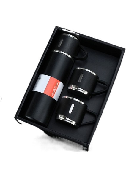 Vacuum Termos Paslanmaz Çelik 500 ml Sıcak-Soğuk Termos Seti 3 Bardaklı 0,50 L Içecek Paslanmaz Çeli