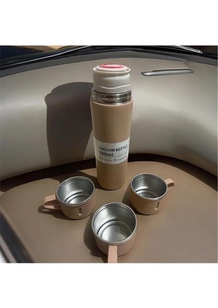 3 Bardaklı Termos 500ML Paslanmaz Çelik Sıcak Tutan Kahve Termosu Premium Çanta Hediye modelleri