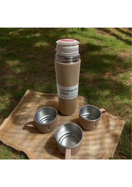 3 Bardaklı Termos 500ML Paslanmaz Çelik Sıcak Tutan Kahve Termosu Premium Çanta Hediye fırsatları