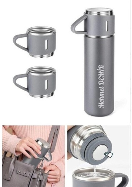 3 Bardaklı 500ML Termos Seti A+ Kalite Paslanmaz Çelik Kahve Çay Termosu Çanta Hediyeli fiyatları