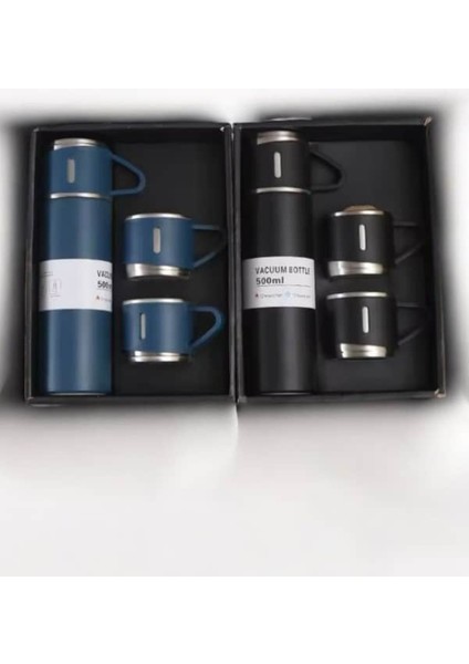 Erkek Termos 500ML 3 Bardaklı Set A+ Kalite Paslanmaz Çelik Kahve Termosu Hediye Çantalı fiyatları