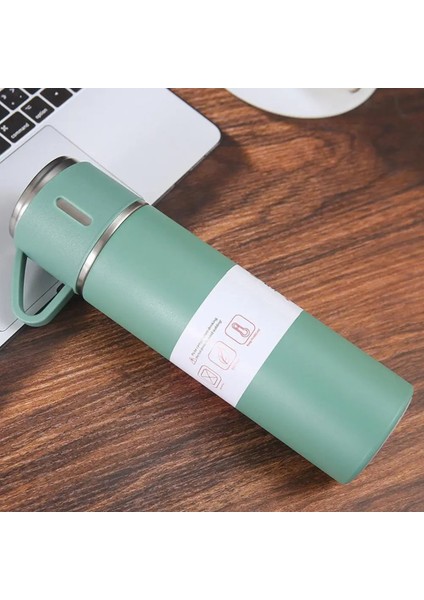 Paslanmaz Çelik 3 Bardaklı Vakumlu Termos Set 500 Ml, 12 Saate Kadar Isı Koruma Termos Siyah Çelik modelleri