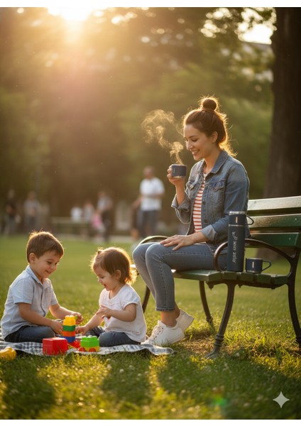 500 ml Çelik Termos 3 Bardaklı Set Premium Kahve Termosu Çay Termosu Hediye Çantalı