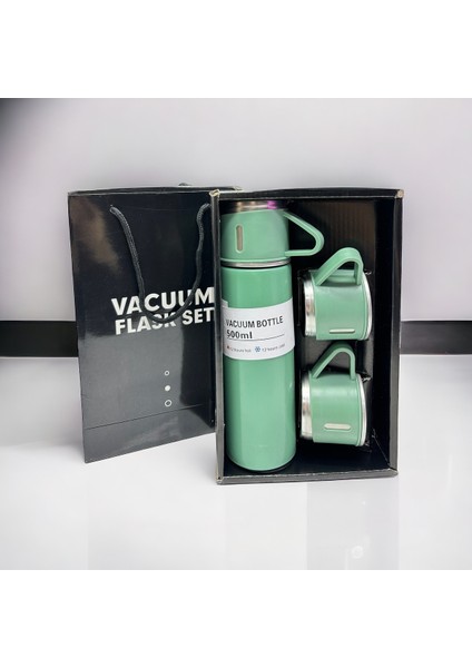 Premium Termos Seti 3 Bardaklı 500ML Paslanmaz Çelik Kahve Termosu Hediye Çantalı fiyatları