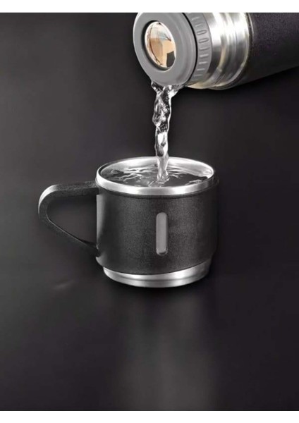 Çelik Termos Çay Termosu 500ML 3 Bardaklı Premium Set A+ Kalite Kahve Termosu Çanta Hediye