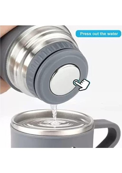 Paslanmaz Çelik Termos Siyah Renk 3 Bardaklı Termos Seti Vakumlu Termos Seti Içecek 500 ml Çelik Mav modelleri