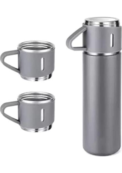 Paslanmaz Çelik Termos Siyah Renk 3 Bardaklı Termos Seti Vakumlu Termos Seti Içecek 500 ml Çelik Mav fırsatları