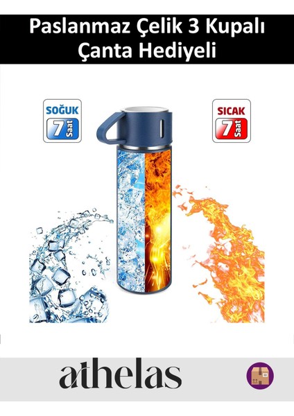 Gıda Sertifikalı 500 ml Ultra Slim Paslanmaz Çelik Kamp Outdoor Ev Bebek Termos Mug 3 Bardaklı Gri Ç fırsatları