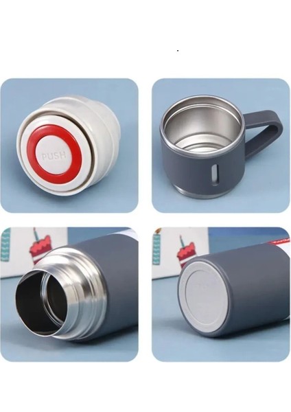 Termos 3 Bardaklı Vacuum Bottle Içecek 500 ml Paslanmaz Çelik Gri 12 Saat fiyatları