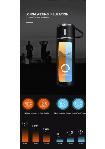 Kamp Piknik Için Ideal 3 Bardaklı 500ML Termos Sıcak ve Soğuk Tutan Kahve Çay Içecek Termosu Urzgrup modelleri