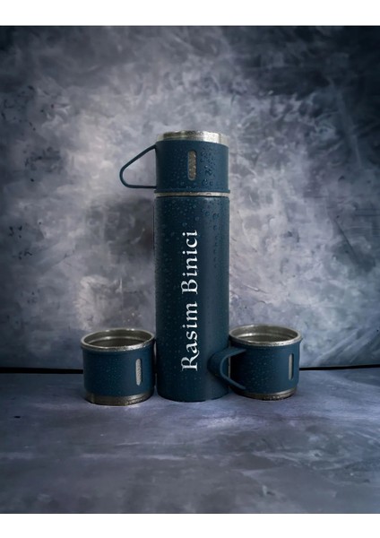 Çantali 500ML 3 Parça Bardakli Çelik Termos S (4767) 5 Tb Çelik Kırmızı