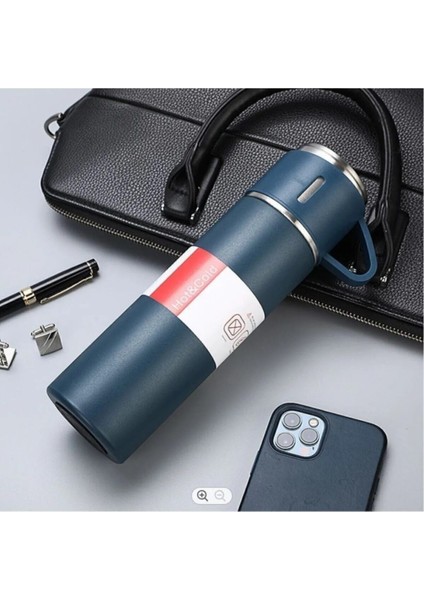 Çantali 500ML 3 Parça Bardakli Çelik Termos S (4767) 5 Tb Çelik Kırmızı