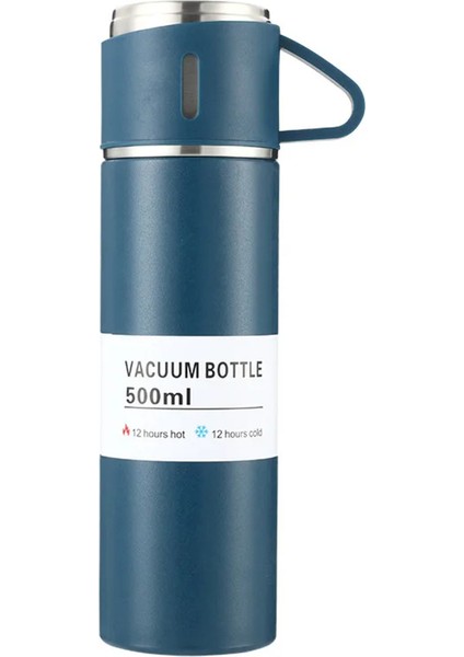 Termos Suluk 500ML 3 Bardaklı Paslanmaz Çelik Kahve Çay Termosu Premium Hediye Çantalı