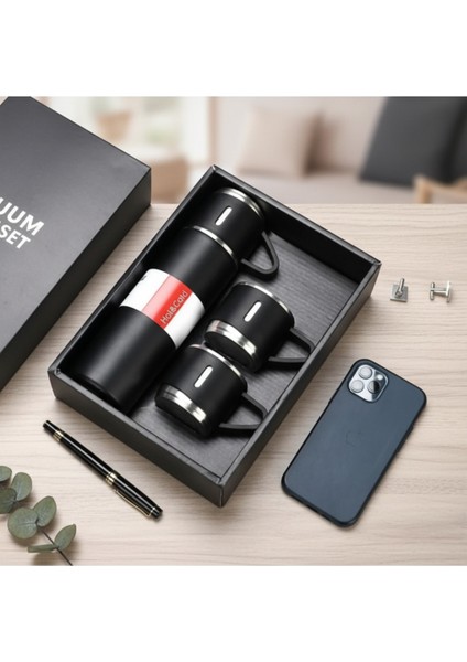 Paslanmaz Çelik Termos 3 Bardaklı Termos Seti Vakumlu Termos Set Çanta Hediyeli Içecek 500 ml Paslan fiyatları