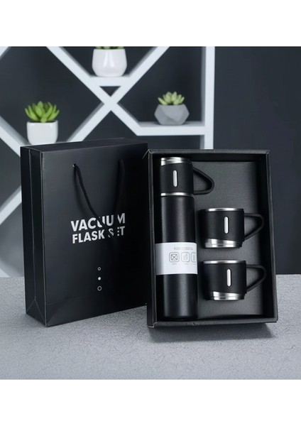 Paslanmaz Çelik Termos 3 Bardaklı Termos Seti Vakumlu Termos Set Çanta Hediyeli Içecek 500 ml Paslan modelleri