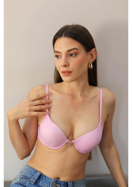 Kadın Destekli Balenli Sütyen Pembe modelleri