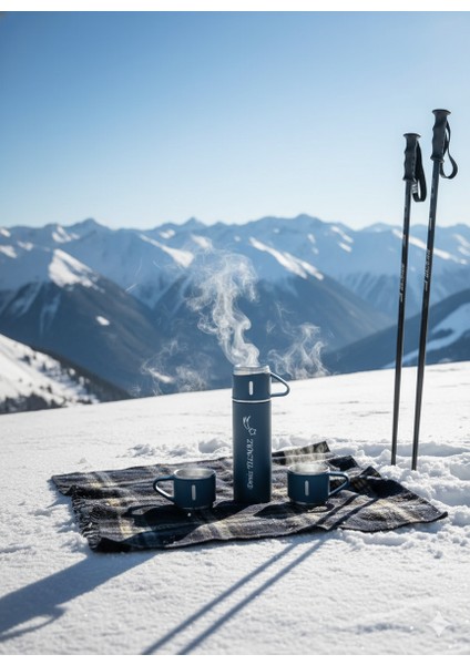 3 Bardaklı Termos 500ML Paslanmaz Çelik Sıcak Tutan Kahve Termosu A+ Kalite Çanta Hediye