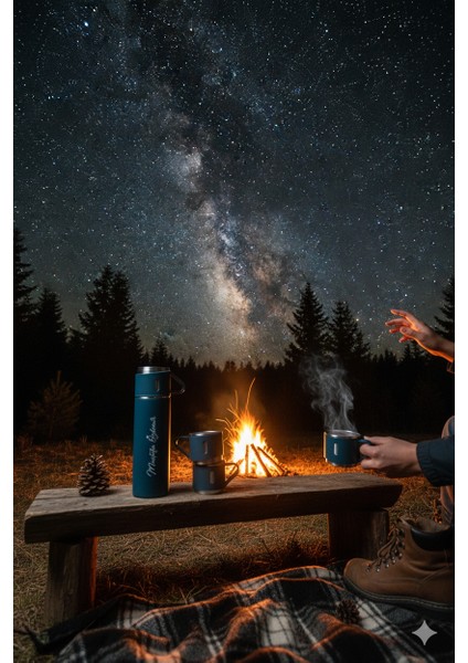 Çelik Termos Çay Termosu 500ML 3 Bardaklı Set Premium A+ Kalite Kahve Termosu Çanta Hediye