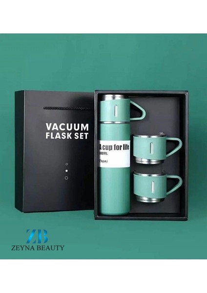 Paslanmaz Çelik Termos Siyah Renk 3 Bardaklı Termos Seti Vakumlu Termos Set >550 ml Içecek Paslanmaz modelleri