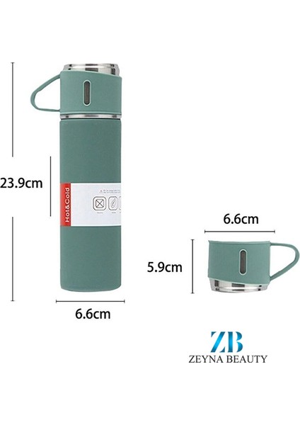 Paslanmaz Çelik Termos Siyah Renk 3 Bardaklı Termos Seti Vakumlu Termos Set >550 ml Içecek Paslanmaz fırsatları