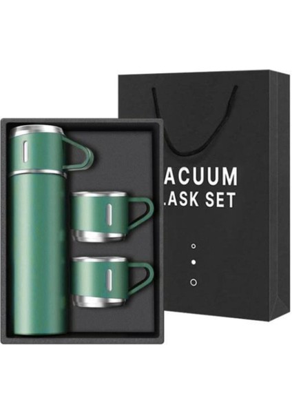 6007 Kupa Bardaklı Paslanmaz Çelik Termos Seti 500 ml - Kahverengi 3 Kişilik Çelik Kahverengi fiyatları