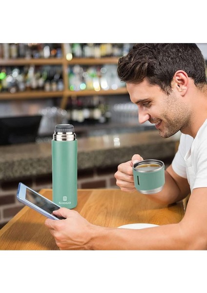 6007 Kupa Bardaklı Paslanmaz Çelik Termos Seti 500 ml - Kahverengi 3 Kişilik Çelik Kahverengi indirimleri