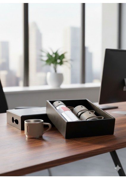 Termos 3 Bardaklı 0,50 L Içecek Krom Yeşil 5 Saat Kutulu