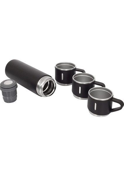 Paslanmaz Çelik Çift Katmanlı 500 ml 3 Bardaklı Set Termos Sıcak Soğuk Termos Içecek 500 ml Çelik Pe