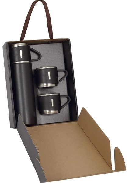 Paslanmaz Çelik Çift Katmanlı 500 ml 3 Bardaklı Set Termos Sıcak Soğuk Termos Içecek 500 ml Çelik Pe fiyatları