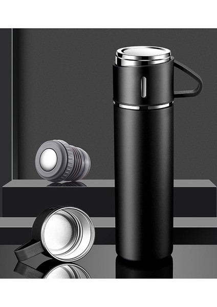 Paslanmaz Çelik Çift Katmanlı 500 ml 3 Bardaklı Set Termos Sıcak Soğuk Termos Içecek 500 ml Çelik Pe indirimleri