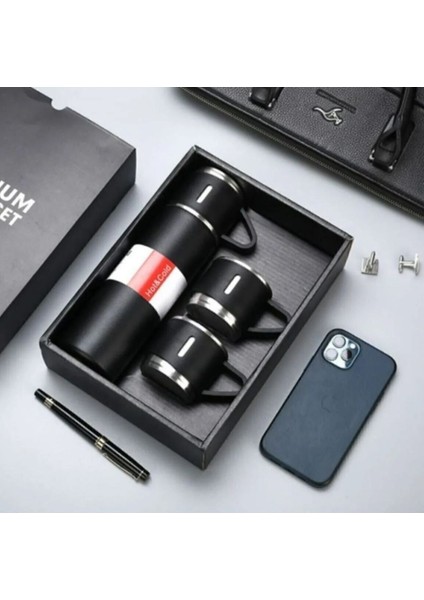 Paslanmaz Çelik Termos Mavi Renk 3 Bardaklı Termos Seti Vakumlu Termos Set Içecek 500 ml Paslanmaz Ç modelleri