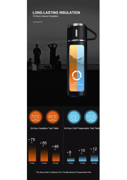 Paslanmaz Çelik Termos Mavi Renk 3 Bardaklı Termos Seti Vakumlu Termos Set Içecek 500 ml Paslanmaz Ç indirimleri