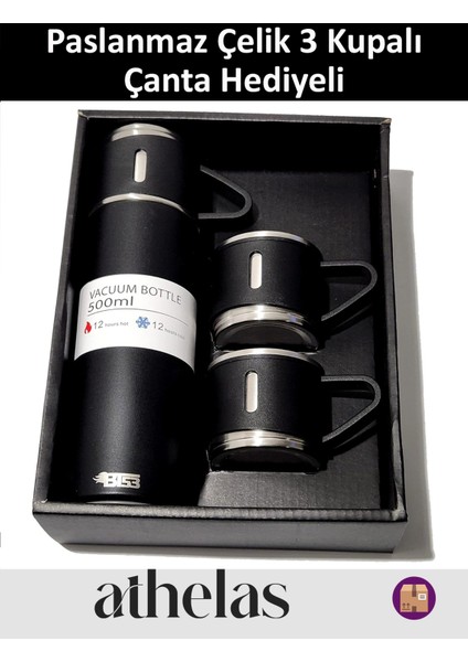 Gıda Sertifikalı 500 ml Ultra Slim Paslanmaz Çelik Kamp Outdoor Ev Bebek Termos Mug 3 Bardaklı Gri Ç fiyatları